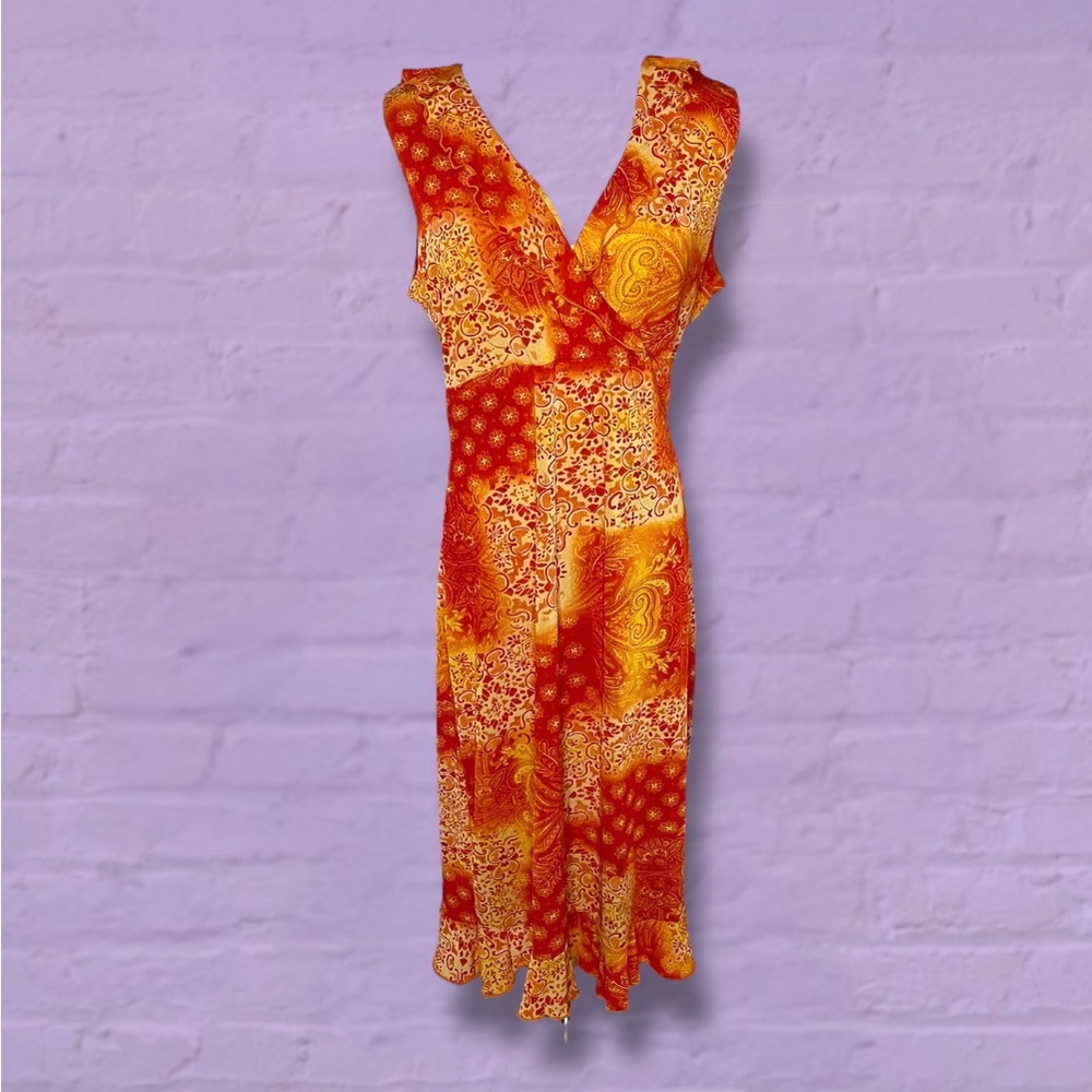 Vibrant Orange and Yellow Women's Dress